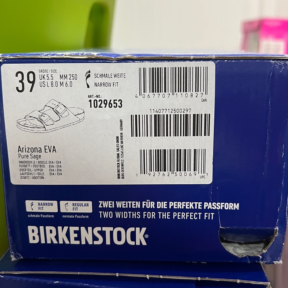 New NIB Birkenstock Arizona Eva sandals sage green 8-8.5 or 39 - Picture 6 of 6
